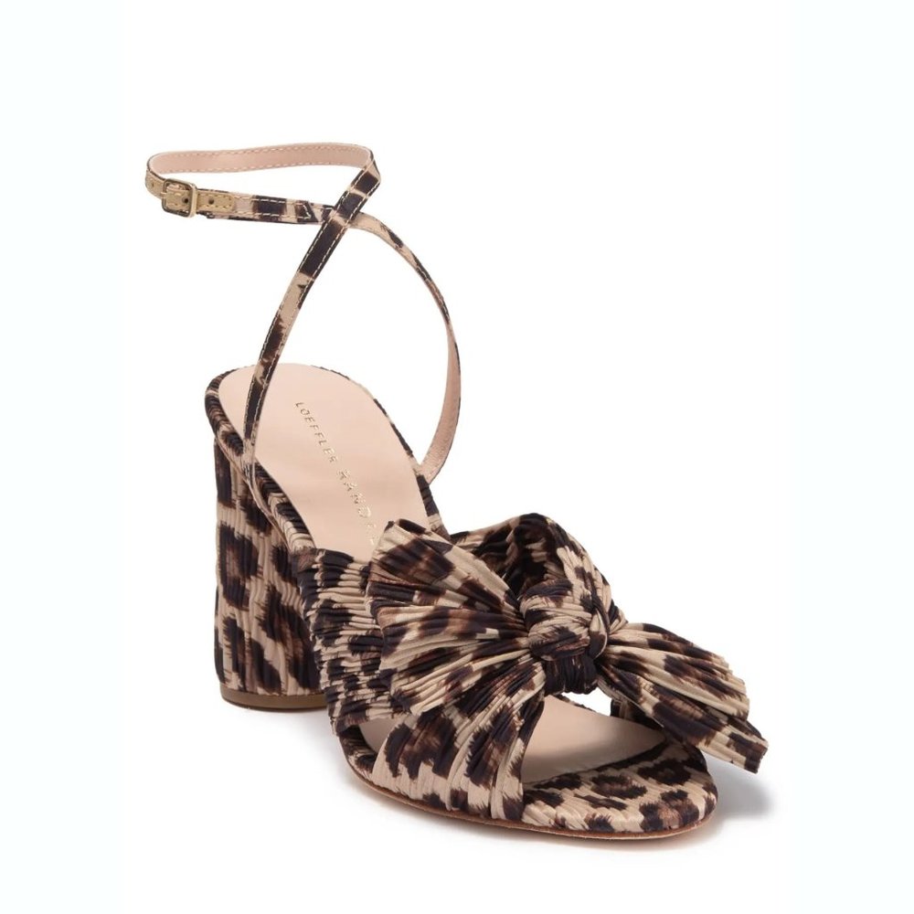 NEW Loeffler Randall Size 8 Women's Camellia Knotted Leopard Sandal - Chocolate